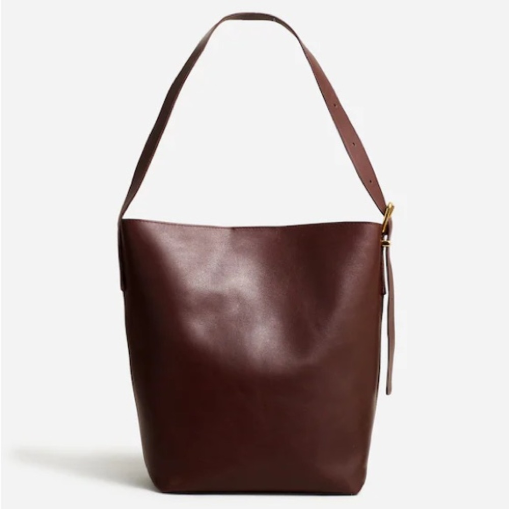 Madewell Chocolate Brown Leather Crossbody Tote with Gold Hardware - Picture 4 of 9